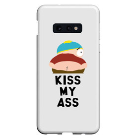 Чехол для Samsung S10E с принтом Kiss My Ass в Кировске, Силикон | Область печати: задняя сторона чехла, без боковых панелей | Тематика изображения на принте: cartman | kenny | park | south | southpark | картман | кенни | мульт | мультик | парк | персонаж | персонажи | сериал | южный