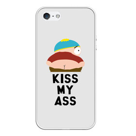 Чехол для iPhone 5/5S матовый с принтом Kiss My Ass в Кировске, Силикон | Область печати: задняя сторона чехла, без боковых панелей | cartman | kenny | park | south | southpark | картман | кенни | мульт | мультик | парк | персонаж | персонажи | сериал | южный