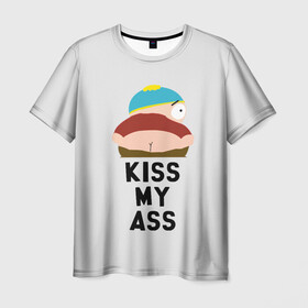 Мужская футболка 3D с принтом Kiss My Ass в Кировске, 100% полиэфир | прямой крой, круглый вырез горловины, длина до линии бедер | cartman | kenny | park | south | southpark | картман | кенни | мульт | мультик | парк | персонаж | персонажи | сериал | южный
