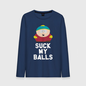 Мужской лонгслив хлопок с принтом Suck My Balls в Кировске, 100% хлопок |  | cartman | kenny | park | south | southpark | картман | кенни | мульт | мультик | парк | персонаж | персонажи | сериал | южный