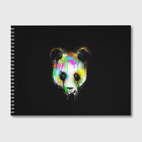 Альбом для рисования с принтом Панда в краске в Кировске, 100% бумага
 | матовая бумага, плотность 200 мг. | panda | животные | краска | медведь | милая | няшная | панда | прикольная | смешно | юмор