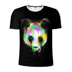 Мужская футболка 3D спортивная с принтом ПАНДА В КРАСКЕ | PANDA IN PAINT в Кировске, 100% полиэстер с улучшенными характеристиками | приталенный силуэт, круглая горловина, широкие плечи, сужается к линии бедра | panda | животные | краска | медведь | милая | няшная | панда | прикольная | смешно | юмор