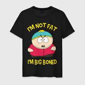 Мужская футболка хлопок с принтом South Park, Эрик Картман в Кировске, 100% хлопок | прямой крой, круглый вырез горловины, длина до линии бедер, слегка спущенное плечо. | Тематика изображения на принте: eric cartman | south park | эрик картман | южный парк | я не толстый у меня кость широкая