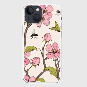 Чехол для iPhone 13 mini с принтом САКУРА | SAKURA в Кировске,  |  | animals | bees | chery | flowers | insects | japan | sakura | вишня | животные | насекомые | пчелы | растения | сакура | цветы | цветы сакуры | япония