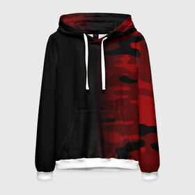 Мужская толстовка 3D с принтом RED BLACK MILITARY CAMO в Кировске, 100% полиэстер | двухслойный капюшон со шнурком для регулировки, мягкие манжеты на рукавах и по низу толстовки, спереди карман-кенгуру с мягким внутренним слоем. | abstract | camo | geometry | geometry stripes | military | texture | абстракция | армейские | армия | геометрические полосы | геометрия | камуфляж | красный камуфляж | милитари | текстура