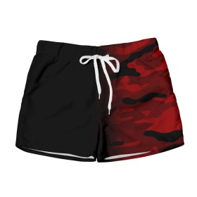 Женские шорты 3D с принтом RED BLACK MILITARY CAMO в Кировске, 100% полиэстер | прямой крой, два кармана без застежек по бокам. Мягкая трикотажная резинка на поясе, внутри которой широкие завязки. Длина до середины бедра | abstract | camo | geometry | geometry stripes | military | texture | абстракция | армейские | армия | геометрические полосы | геометрия | камуфляж | красный камуфляж | милитари | текстура