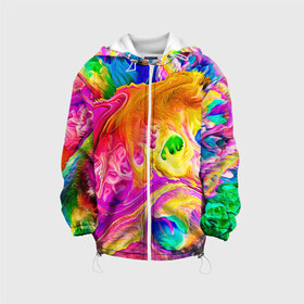 Детская куртка 3D с принтом TIE DYE в Кировске, 100% полиэстер | застежка — молния, подол и капюшон оформлены резинкой с фиксаторами, по бокам — два кармана без застежек, один потайной карман на груди, плотность верхнего слоя — 90 г/м2; плотность флисового подклада — 260 г/м2 | Тематика изображения на принте: abstraction | geometry | hexagon | neon | paints | stripes | texture | tie dye | triangle | абстракция | брызги | геометрия | краски | неон | неоновый | соты | тай дай | текстура