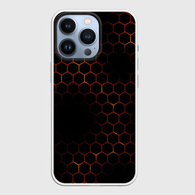 Чехол для iPhone 13 Pro с принтом ОГНЕННЫЕ СОТЫ | FIRE COMBS в Кировске,  |  | abstraction | geometry | hexagon | neon | paints | stripes | texture | triangle | абстракция | брызги | геометрия | краски | неон | неоновый | соты | текстура