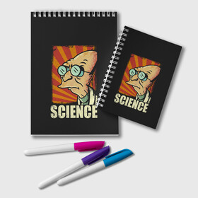 Блокнот с принтом Futurama Science в Кировске, 100% бумага | 48 листов, плотность листов — 60 г/м2, плотность картонной обложки — 250 г/м2. Листы скреплены удобной пружинной спиралью. Цвет линий — светло-серый
 | coffee | expres | fry | futurama | future | leela | philip | planet | turanga | zoidberg | бендер | будущее | джей | зойдберг | кофе | лила | родригес | сгибальщик | туранга | филип | фрай | футурама