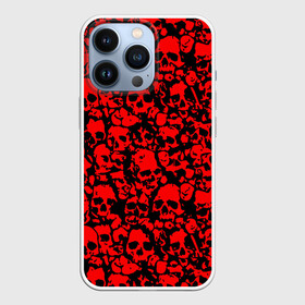 Чехол для iPhone 13 Pro с принтом КРАСНЫЕ ЧЕРЕПА | RED SKULL в Кировске,  |  | Тематика изображения на принте: abstraction | bones | geometry | hexagon | neon | paints | skull | stripes | texture | triangle | абстракция | брызги | геометрия | краски | неон | неоновый | соты | текстура | черепа