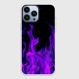 Чехол для iPhone 13 Pro Max с принтом ФИОЛЕТОВЫЙ ОГОНЬ | PURPLE FIRE в Кировске,  |  | abstraction | bones | fire | geometry | hexagon | neon | paints | skull | stripes | texture | triangle | абстракция | брызги | геометрия | краски | неон | неоновый | огонь | соты | текстура | черепа