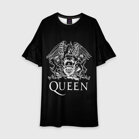 Детское платье 3D с принтом QUEEN | КВИН (Z) в Кировске, 100% полиэстер | прямой силуэт, чуть расширенный к низу. Круглая горловина, на рукавах — воланы | queen | rock | we will rock you | брайан мэи | группа queen | группа квин | джон дикон | квин | королева | король | роджер тейлор | рок | фредди меркьюри