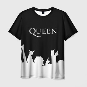 Мужская футболка 3D с принтом QUEEN  в Кировске, 100% полиэфир | прямой крой, круглый вырез горловины, длина до линии бедер | queen | rock | we will rock you | брайан мэи | группа queen | группа квин | джон дикон | квин | королева | король | роджер тейлор | рок | фредди меркьюри