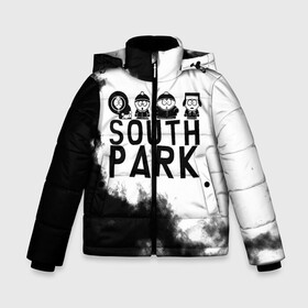 Зимняя куртка для мальчиков 3D с принтом South Park в Кировске, ткань верха — 100% полиэстер; подклад — 100% полиэстер, утеплитель — 100% полиэстер | длина ниже бедра, удлиненная спинка, воротник стойка и отстегивающийся капюшон. Есть боковые карманы с листочкой на кнопках, утяжки по низу изделия и внутренний карман на молнии. 

Предусмотрены светоотражающий принт на спинке, радужный светоотражающий элемент на пуллере молнии и на резинке для утяжки | Тематика изображения на принте: south park | sp | батерс | баттерс | гарисон | енот | кайл  брофловски | картман | кеннет | кенни | маки | макки | маккормик | марш | мистер | мистереон | мультфильм | полотенчик | ренди | саус парк | сауспарк