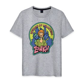 Мужская футболка хлопок с принтом Zoinks ! в Кировске, 100% хлопок | прямой крой, круглый вырез горловины, длина до линии бедер, слегка спущенное плечо. | scooby doo | shaggy | vdosadir | скуби ду | уильям ханна | шегги