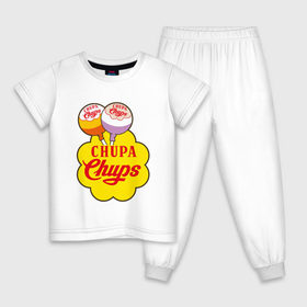 Детская пижама хлопок с принтом Chupa-Chups в Кировске, 100% хлопок |  брюки и футболка прямого кроя, без карманов, на брюках мягкая резинка на поясе и по низу штанин
 | 