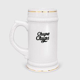 Кружка пивная с принтом Chupa-Chups Logo | Чупа-чупс Лого в Кировске,  керамика (Материал выдерживает высокую температуру, стоит избегать резкого перепада температур) |  объем 630 мл | Тематика изображения на принте: chupa chups | confectus | confetto | бренд | конфета | сладкое | сладость | сосалка | соска | чупа | чупа чупс | чупс