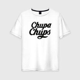 Женская футболка хлопок Oversize с принтом Chupa-Chups Logo в Кировске, 100% хлопок | свободный крой, круглый ворот, спущенный рукав, длина до линии бедер
 | chupa chups | confectus | confetto | бренд | конфета | сладкое | сладость | сосалка | соска | чупа | чупа чупс | чупс
