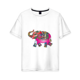 Женская футболка хлопок Oversize с принтом Слон в Кировске, 100% хлопок | свободный крой, круглый ворот, спущенный рукав, длина до линии бедер
 | декоративный | животные | звери | прикольные картинки | слон
