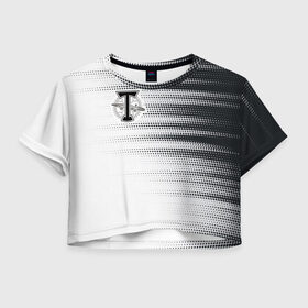 Женская футболка Crop-top 3D с принтом Торпедо в Кировске, 100% полиэстер | круглая горловина, длина футболки до линии талии, рукава с отворотами | белое | пфл | рфпл | торпедо | форма | футбол | чёрное