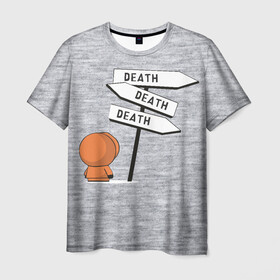 Мужская футболка 3D с принтом DEATH в Кировске, 100% полиэфир | прямой крой, круглый вырез горловины, длина до линии бедер | cartman | kenny | kyle | south park | stan | кайл | картман | кенни | стэн | южный парк