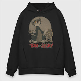 Мужское худи Oversize хлопок с принтом Tom&Jerry в Кировске, френч-терри — 70% хлопок, 30% полиэстер. Мягкий теплый начес внутри —100% хлопок | боковые карманы, эластичные манжеты и нижняя кромка, капюшон на магнитной кнопке | spike | tom  jerry | tom and jerry | tomjerry | tuffy | vdgerir | мамочка два тапочка | том и джери | том и джерри