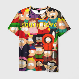 Мужская футболка 3D с принтом SOUTH PARK в Кировске, 100% полиэфир | прямой крой, круглый вырез горловины, длина до линии бедер | cartman | kenny | kyle | south park | stan | кайл | картман | кенни | стэн | южный парк
