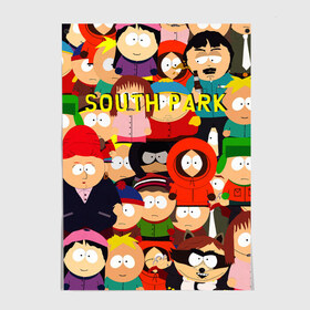 Постер с принтом SOUTH PARK в Кировске, 100% бумага
 | бумага, плотность 150 мг. Матовая, но за счет высокого коэффициента гладкости имеет небольшой блеск и дает на свету блики, но в отличии от глянцевой бумаги не покрыта лаком | cartman | kenny | kyle | south park | stan | кайл | картман | кенни | стэн | южный парк