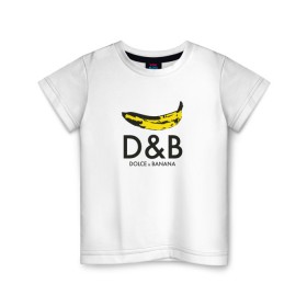 Детская футболка хлопок с принтом Dolce and Banana в Кировске, 100% хлопок | круглый вырез горловины, полуприлегающий силуэт, длина до линии бедер | banan | banana | dg | dolce banana | dolce gabana | dolce gabbana | антибренд | банан | бананы | гнилой | дольче габана | дольче габбана | крутая | модная | пародия | прикол | тренд