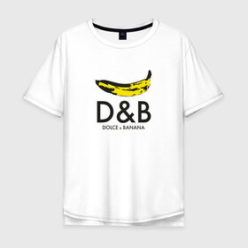 Мужская футболка хлопок Oversize с принтом Dolce and Banana в Кировске, 100% хлопок | свободный крой, круглый ворот, “спинка” длиннее передней части | Тематика изображения на принте: banan | banana | dg | dolce banana | dolce gabana | dolce gabbana | антибренд | банан | бананы | гнилой | дольче габана | дольче габбана | крутая | модная | пародия | прикол | тренд