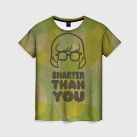 Женская футболка 3D с принтом Smart Than You в Кировске, 100% полиэфир ( синтетическое хлопкоподобное полотно) | прямой крой, круглый вырез горловины, длина до линии бедер | scooby doo | vdosadir | velma dinkle | велма динкли | скуби ду | уильям ханна