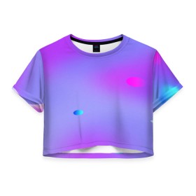 Женская футболка Crop-top 3D с принтом NEON GRADIENT в Кировске, 100% полиэстер | круглая горловина, длина футболки до линии талии, рукава с отворотами | abstract | abstraction | color | fractal | geometry | paitnt | polygon | polygonal | psy | абстракция | геометрия | краски | неоновые | полигоны | психоделика | фрактал