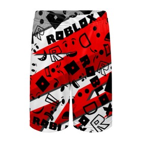 Детские спортивные шорты 3D с принтом Roblox в Кировске,  100% полиэстер
 | пояс оформлен широкой мягкой резинкой, ткань тянется
 | Тематика изображения на принте: dynablocks | for kids | funny | roblox | robux | roleplay | белый | блоки | вселенная | герои | красный | кубики | роблокс | симулятор