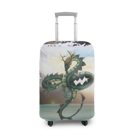 Чехол для чемодана 3D с принтом Дракон в Кировске, 86% полиэфир, 14% спандекс | двустороннее нанесение принта, прорези для ручек и колес | Тематика изображения на принте: dragon | monster | драго | дракон | космический дракон | монстр | огнедыщащий | прикольная картинка | чудовище | японский дракон | ящерица