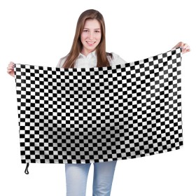 Флаг 3D с принтом Шахматка мелкая в Кировске, 100% полиэстер | плотность ткани — 95 г/м2, размер — 67 х 109 см. Принт наносится с одной стороны | квадраты | мелкая шахматка | текстуры | узор шахматка | узоры | чб | чб квадраты | чб узор | шахматка | шахматная доска | шахматы