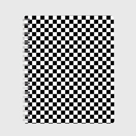 Тетрадь с принтом Шахматка мелкая в Кировске, 100% бумага | 48 листов, плотность листов — 60 г/м2, плотность картонной обложки — 250 г/м2. Листы скреплены сбоку удобной пружинной спиралью. Уголки страниц и обложки скругленные. Цвет линий — светло-серый
 | Тематика изображения на принте: квадраты | мелкая шахматка | текстуры | узор шахматка | узоры | чб | чб квадраты | чб узор | шахматка | шахматная доска | шахматы
