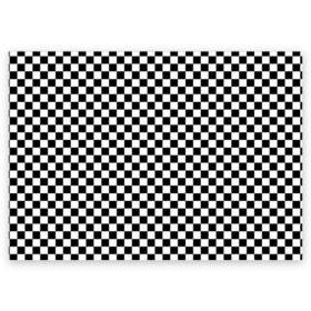 Поздравительная открытка с принтом Шахматка мелкая в Кировске, 100% бумага | плотность бумаги 280 г/м2, матовая, на обратной стороне линовка и место для марки
 | Тематика изображения на принте: квадраты | мелкая шахматка | текстуры | узор шахматка | узоры | чб | чб квадраты | чб узор | шахматка | шахматная доска | шахматы