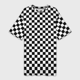 Платье-футболка 3D с принтом Шахматка мелкая в Кировске,  |  | квадраты | мелкая шахматка | текстуры | узор шахматка | узоры | чб | чб квадраты | чб узор | шахматка | шахматная доска | шахматы