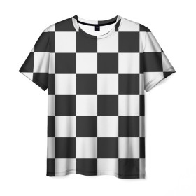 Мужская футболка 3D с принтом Шахматка в Кировске, 100% полиэфир | прямой крой, круглый вырез горловины, длина до линии бедер | квадраты | текстуры | узор шахматка | узоры | чб | чб квадраты | чб узор | шахматка | шахматная доска | шахматы