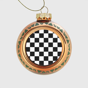 Стеклянный ёлочный шар с принтом Шахматка в Кировске, Стекло | Диаметр: 80 мм | квадраты | текстуры | узор шахматка | узоры | чб | чб квадраты | чб узор | шахматка | шахматная доска | шахматы