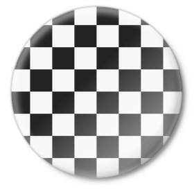 Значок с принтом Шахматка в Кировске,  металл | круглая форма, металлическая застежка в виде булавки | квадраты | текстуры | узор шахматка | узоры | чб | чб квадраты | чб узор | шахматка | шахматная доска | шахматы