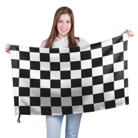 Флаг 3D с принтом Шахматка в Кировске, 100% полиэстер | плотность ткани — 95 г/м2, размер — 67 х 109 см. Принт наносится с одной стороны | квадраты | текстуры | узор шахматка | узоры | чб | чб квадраты | чб узор | шахматка | шахматная доска | шахматы