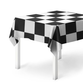 Скатерть 3D с принтом Шахматка в Кировске, 100% полиэстер (ткань не мнется и не растягивается) | Размер: 150*150 см | квадраты | текстуры | узор шахматка | узоры | чб | чб квадраты | чб узор | шахматка | шахматная доска | шахматы