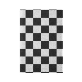 Обложка для паспорта матовая кожа с принтом Шахматка в Кировске, натуральная матовая кожа | размер 19,3 х 13,7 см; прозрачные пластиковые крепления | Тематика изображения на принте: квадраты | текстуры | узор шахматка | узоры | чб | чб квадраты | чб узор | шахматка | шахматная доска | шахматы