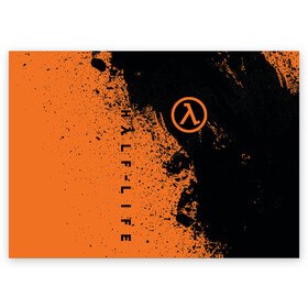 Поздравительная открытка с принтом Half-Life в Кировске, 100% бумага | плотность бумаги 280 г/м2, матовая, на обратной стороне линовка и место для марки
 | half life | hl | valve | брызги | гордон фримен | игра | лямбда | оранжевый | потертости | халф лайф | халфа | хл