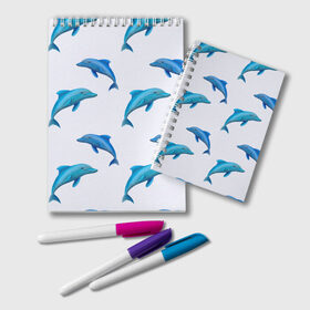 Блокнот с принтом Рай для дельфина в Кировске, 100% бумага | 48 листов, плотность листов — 60 г/м2, плотность картонной обложки — 250 г/м2. Листы скреплены удобной пружинной спиралью. Цвет линий — светло-серый
 | арт | дельфин | дельфины | искусство | морское | океан | паттерн | рыба | рыбы