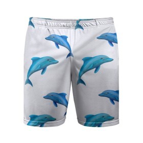 Мужские шорты спортивные с принтом Рай для дельфина в Кировске,  |  | арт | дельфин | дельфины | искусство | морское | океан | паттерн | рыба | рыбы