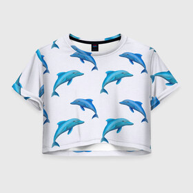 Женская футболка Crop-top 3D с принтом Рай для дельфина в Кировске, 100% полиэстер | круглая горловина, длина футболки до линии талии, рукава с отворотами | арт | дельфин | дельфины | искусство | морское | океан | паттерн | рыба | рыбы