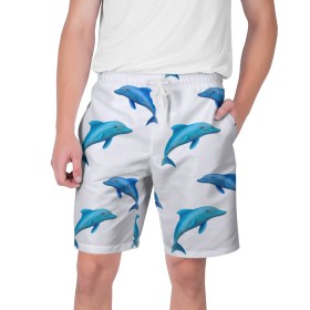 Мужские шорты 3D с принтом Рай для дельфина в Кировске,  полиэстер 100% | прямой крой, два кармана без застежек по бокам. Мягкая трикотажная резинка на поясе, внутри которой широкие завязки. Длина чуть выше колен | арт | дельфин | дельфины | искусство | морское | океан | паттерн | рыба | рыбы