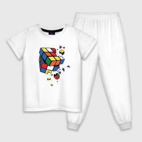 Детская пижама хлопок с принтом Кубик Рубика в Кировске, 100% хлопок |  брюки и футболка прямого кроя, без карманов, на брюках мягкая резинка на поясе и по низу штанин
 | абстракция | арт | головоломка | кубик рубик | кубик рубика